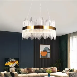 Wholesale Living Room Restaurant Round Ring Ceiling Gold Luxury Crystal Lamp Chandelier Light