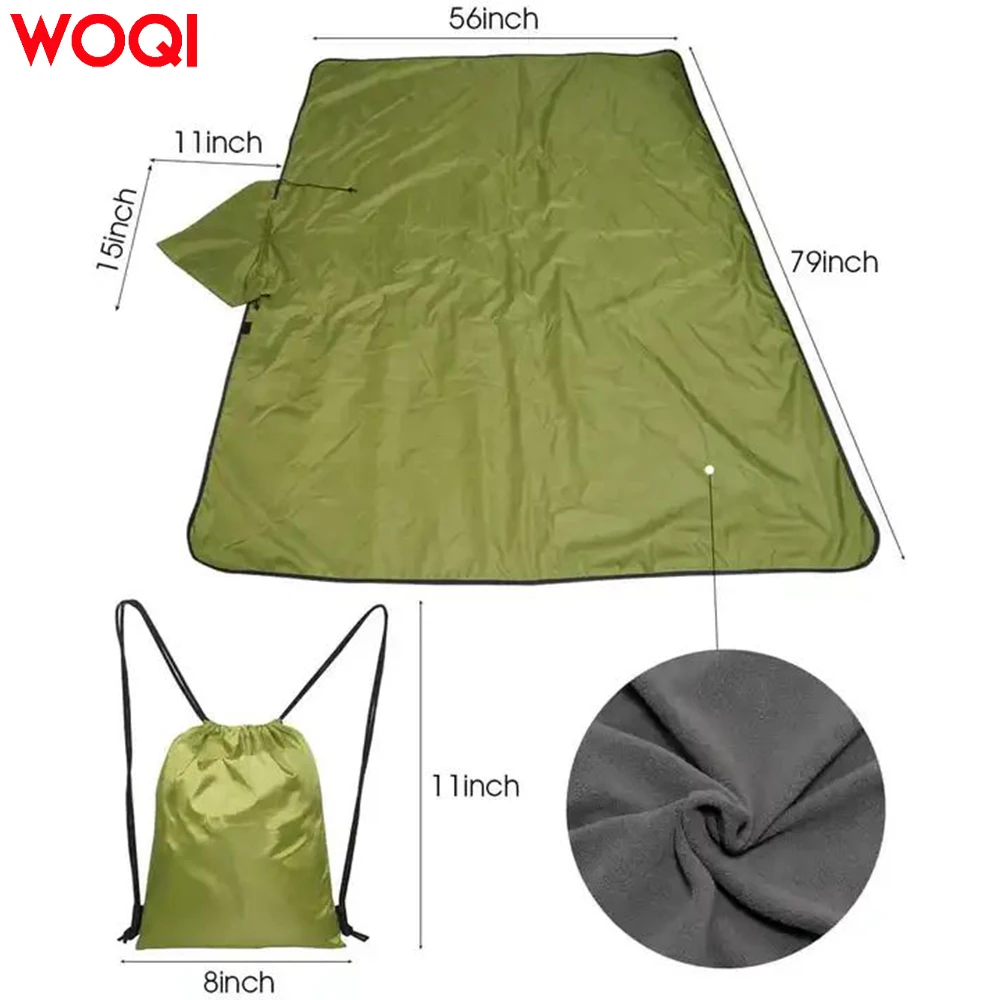 Coperta Da Campeggio Impermeabile In Tessuto Oxford 210D - Foderata In Pile Sherpa 300g, Con Borsa Portatile