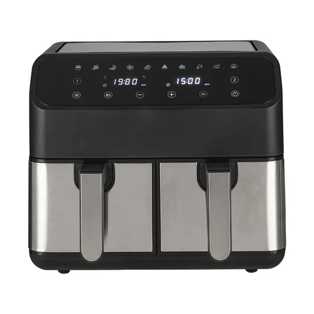8L Stainless Steel Smart Air Fryer Household Double Basket Electric Oil-Free Detachable Oil Container Easy Clean and Cook