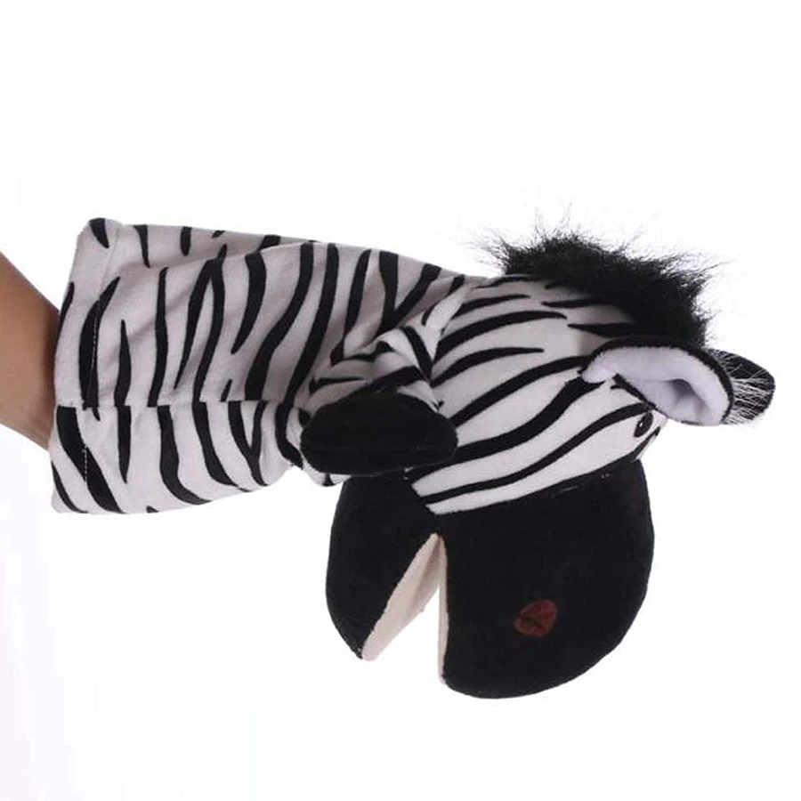 C2048 Open Mouth Zebra Plush Hand Puppet Stuffed Animal Toys Kids