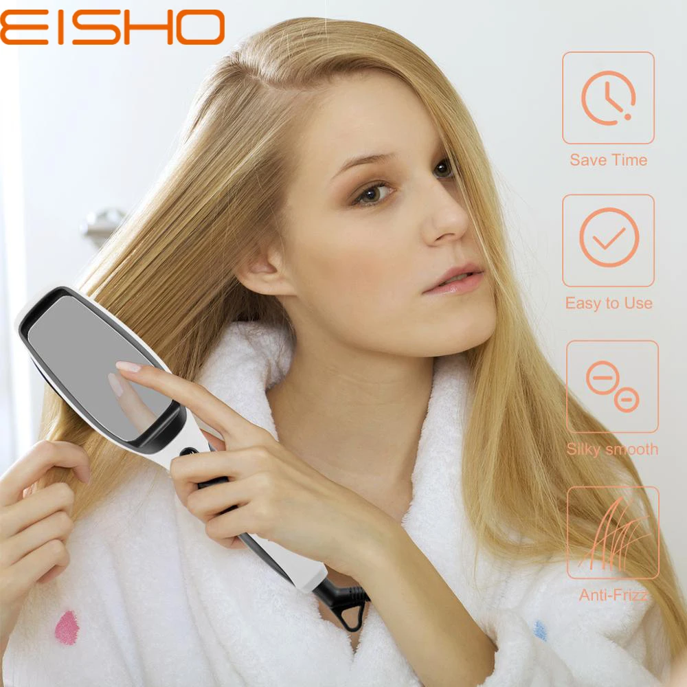 EISHO Cheap Wholesale Professional Electric Detangling Hair Straightener Irons Hair Brush with Mirro