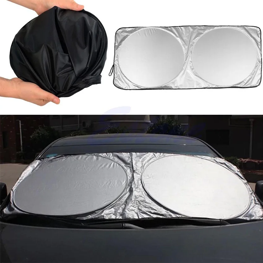 Low Price 170T Silver Car Sun Shade Front Car Window Sunshade Foldable Car Windshield Sunshade