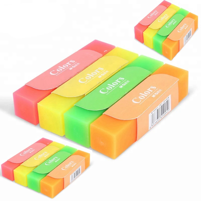 Soododo XDPVC001, оптовая продажа, новинка, промоакция, прозрачный флуоресцентный цветной ластик, студенческий мягкий ПВХ-карандаш ластик