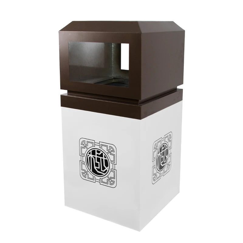 Wholesale Iron Rectangular Trash Cans for Outdoor Use Parks & Scenic Spots Garbage Recycling Stations Standing Waste Bins Lid