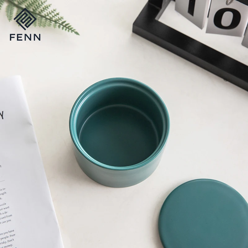 product fenn nordic matte multiple color custom porcelain aromatherapy fragrance candle vessel empty ceramic candle jar custom with lid-60