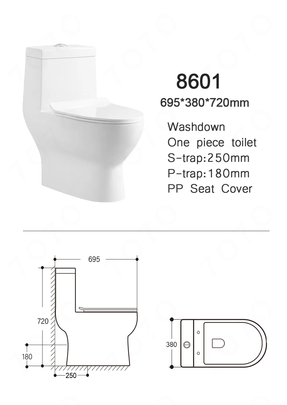Modern Ceramic Washdown One Piece Toilet Mangkuk Sanitary Wares
