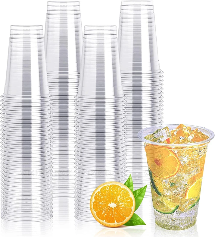 12/16oz Disposable Transparent Bio-Degradable Plastic Cups EU Standard ...