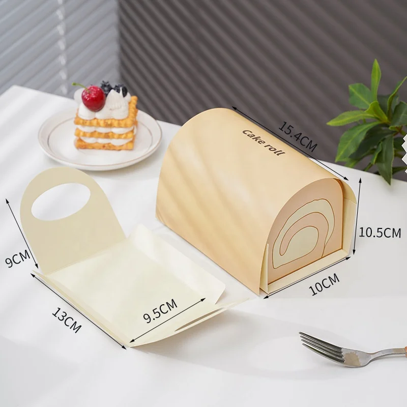 New Arched Three-Color Cake Roll Packaging Box - Customizable Eco
