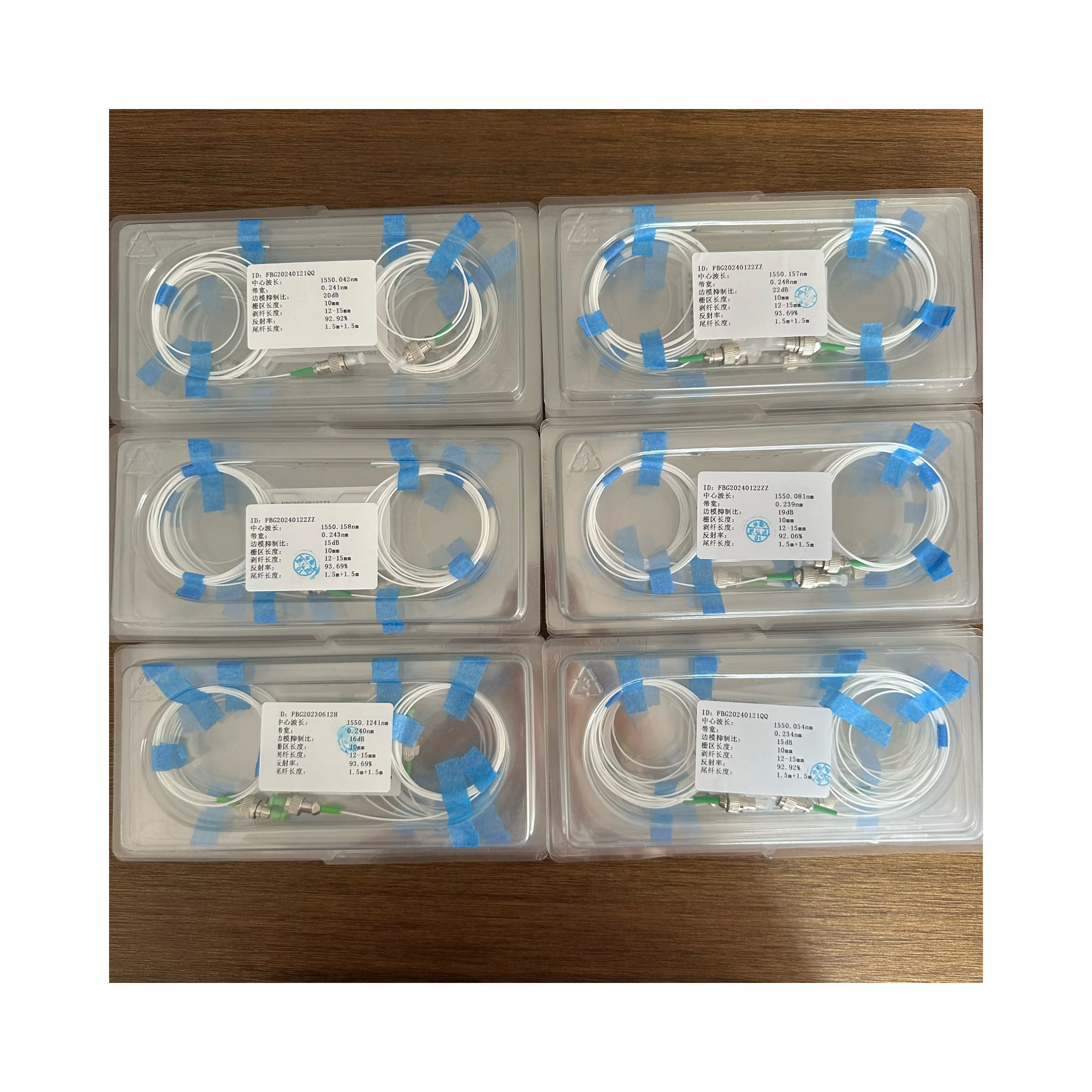 Optical Networking Equipment Fbg Instruments  Center Wavelength 1550 nm 10mm Fiber Bragg Grating Sensor FBG