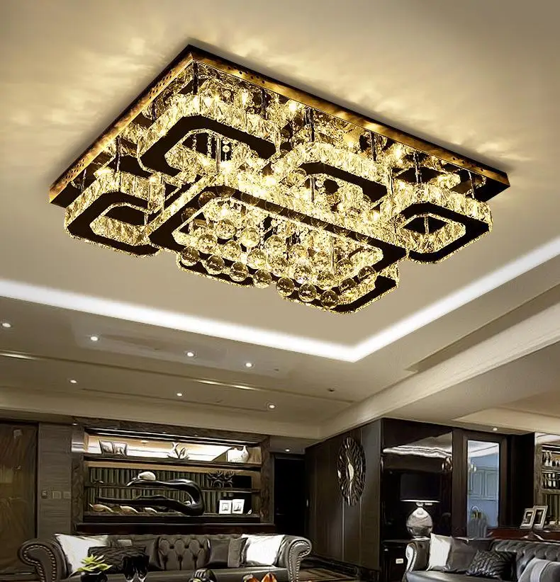 JYLIGHTING High Quality Modern Square LED Crystal Ceiling Light Chandelier Decor Bedroom Living Room AC Power Source Wholesale