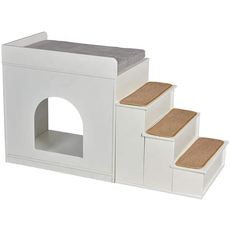 Dog Pet Multi-Level Bed Window Perch Platform Wood Stairs Bunk Bed Condo for Dog Cats