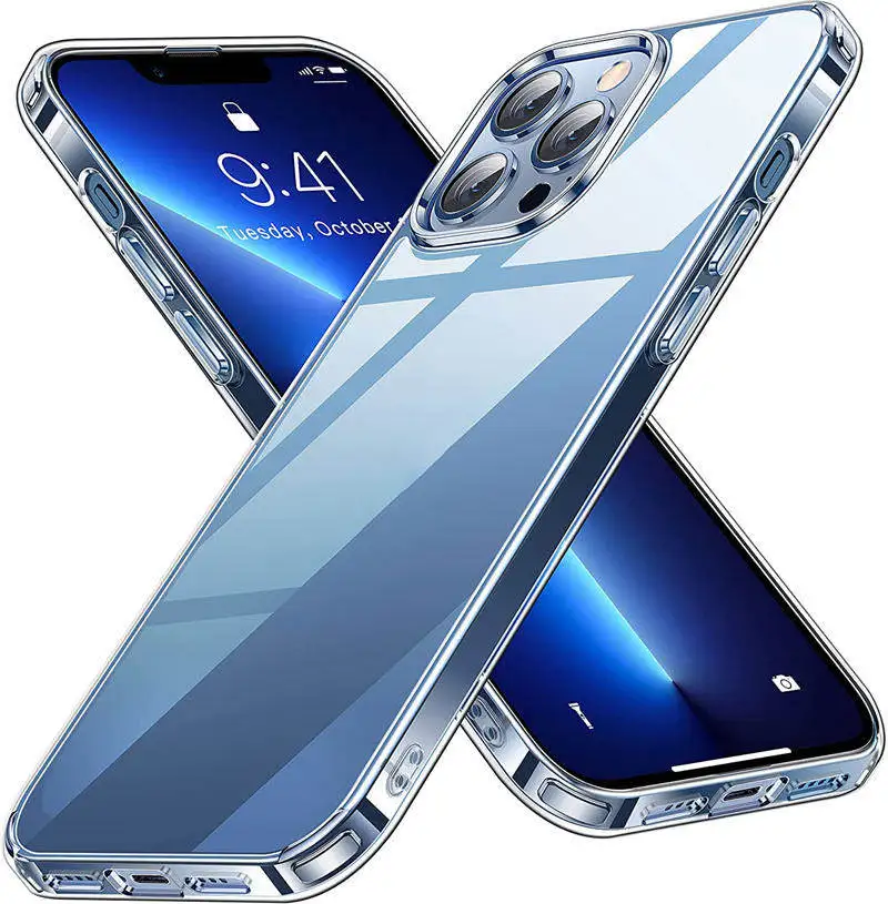Laudtec Soft TPU Smart Phone Cover Clear Back Cover Transparent Cellphone Case for Iphone 13 Pro Max 14 15 Pro Max PC TPU Case