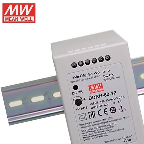 Taiwan Mingwei Ultra Wide Input Switching Power Supply DDRH-60-5V/12V/24V/48V DC-DC Converter 50Hz Output Frequency Single DDRH