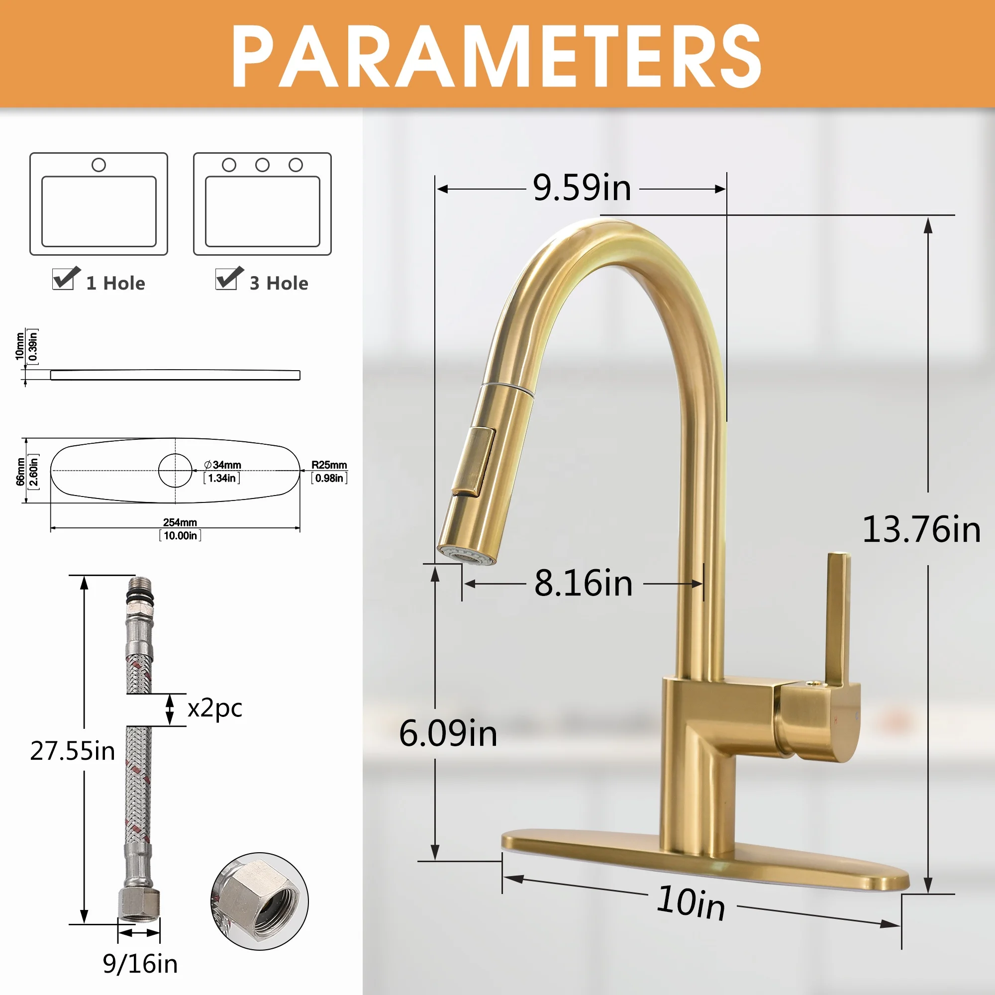 Luxury Modern Brushed Gold Single Handle Sensor Control Kitchen Faucet 13.76 High Arc Basin Mixer Tap Ceramic Valve Core OEM