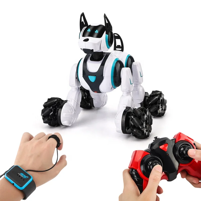 Kids 5CH Intelligent Robotic Electronic Watch and Gesture Control Stunt Rc Robot Dog Smart Toys for Sale