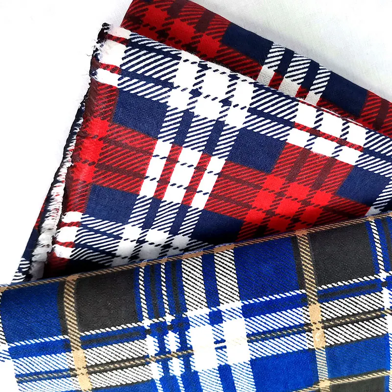 100 хлопок серый синий клетчатый фланелевый материал с принтом тканая фланелевая хлопчатобумажная ткань для рубашек