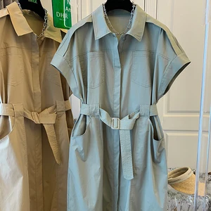 Wholesale 2026 Summer French Temperament Tooling Belt Stitching Dress Women's Commuting Slim Design Niche Women Dress