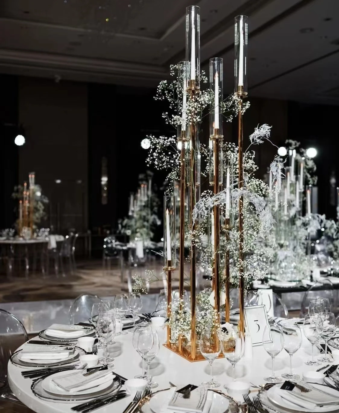 J-110 Acrylic Crystal Candlestick Holder - 9-Arm Candelabra