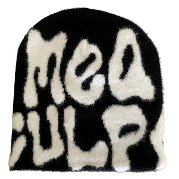 Cap Hat Beanie with Logo Y2K Beenies Acrylic High Quality Knit Premium  Cashmere Wool Mea Culpa Jacquard Mohair Beanie - China Y2K Beenies Acrylic  High Quality and Mea Culpa Jacquard Mohair Beanie