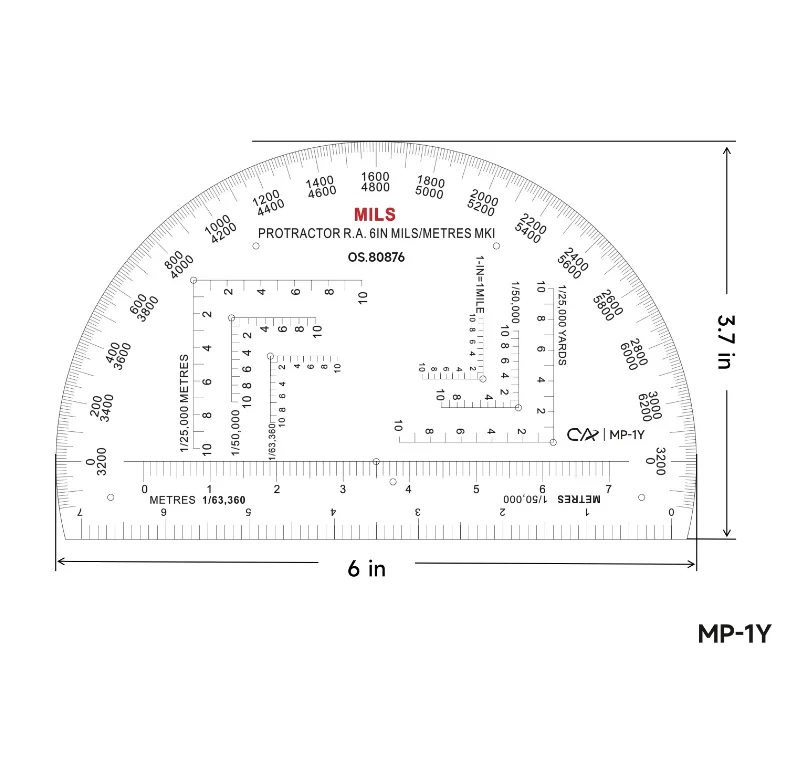 True Scale Protractor MP-2 Triangle Scale Protractor - Precision Map Reading Tool