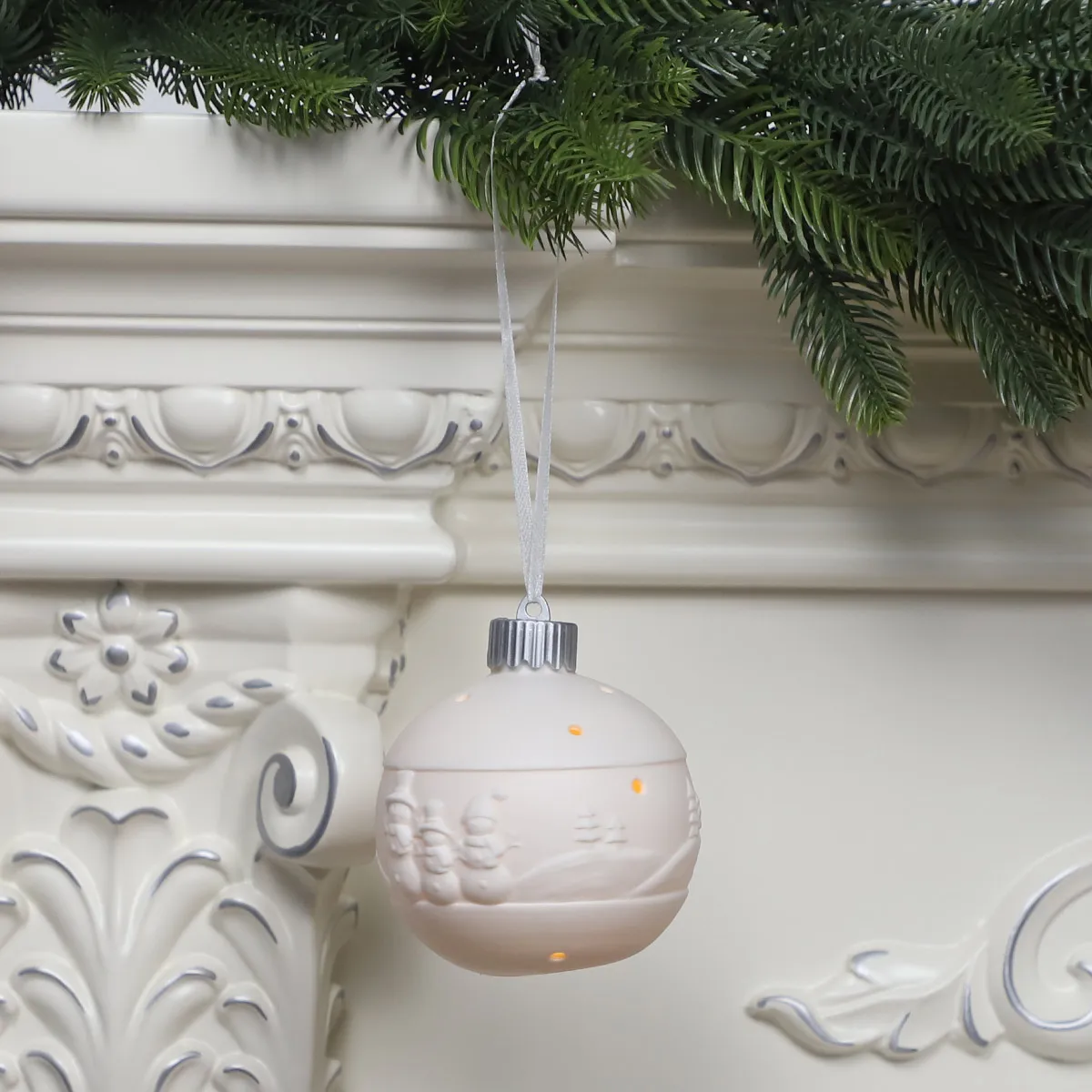 christmas decoration idea ceramic christmas tree lights ornament led hanging ball