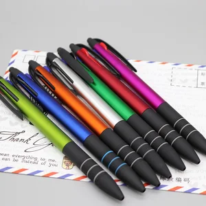 Hot Sales Promotional Multi Color 3 Color Pen Blue Black Red Ink 3 in 1 Stylus Pen for Touch Screens With Custom logo
