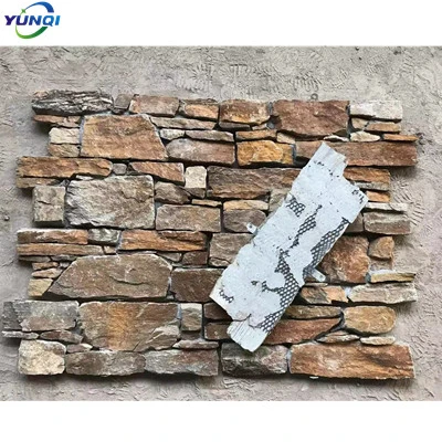 Rusty Color Natural Slate Stone Veneer Culture Stone with Interior and Exterior Sticking Cement