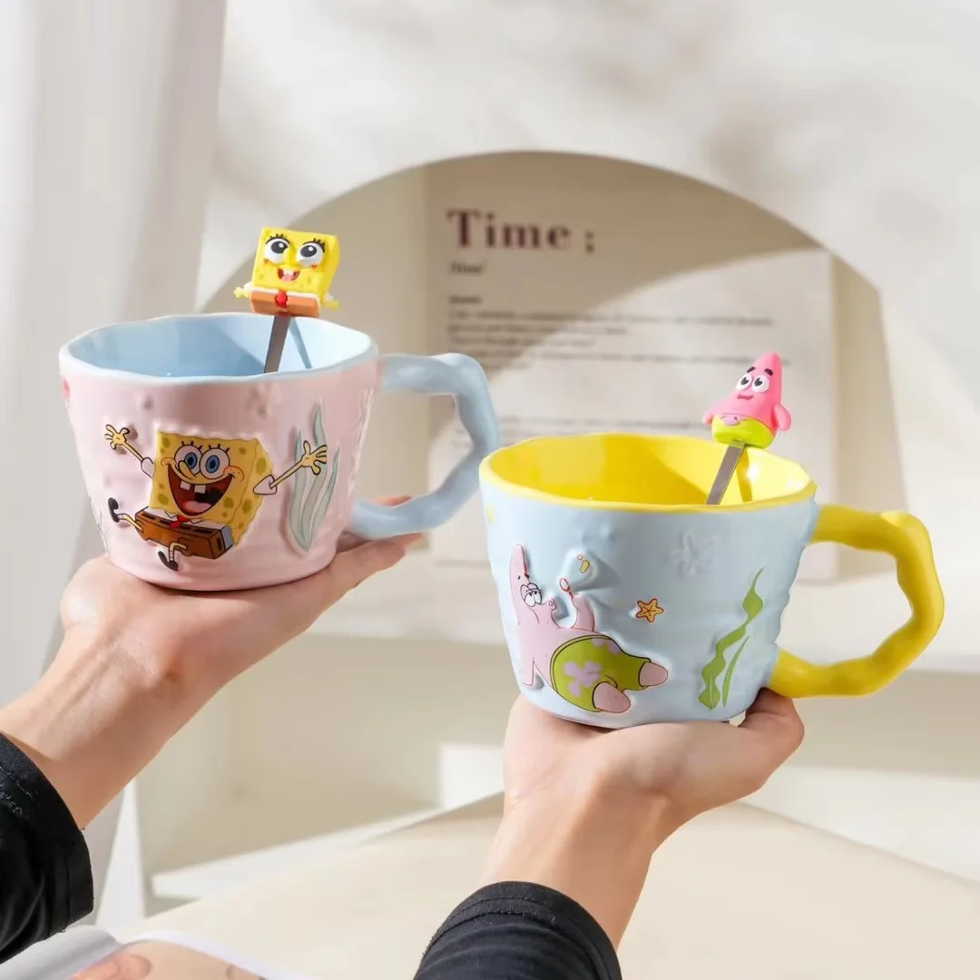 Creative SpongeBob Pie Big Star Ceramic Mug Large Capacity Gift Cartoon Relief Drinking Mug