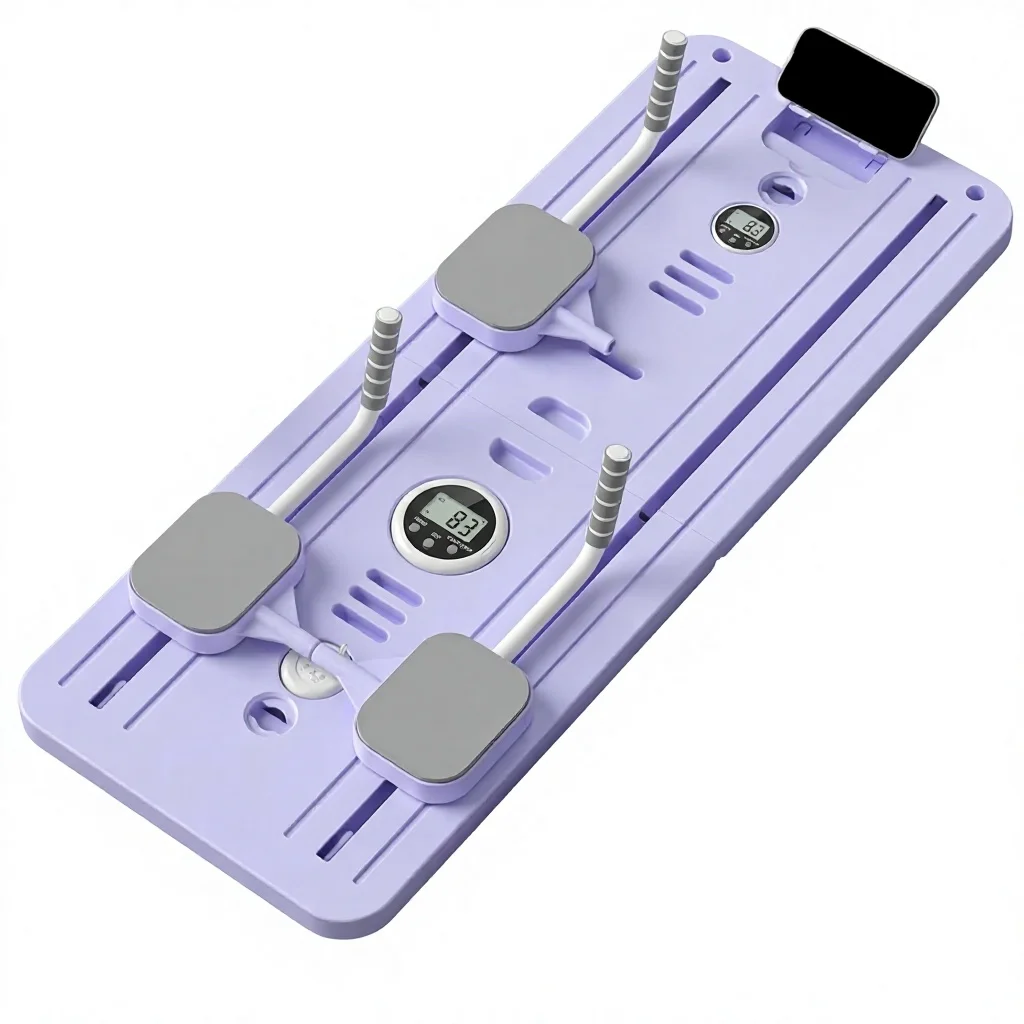 4 in 1 Foldable Pilates Board Abdominal Trainer Fitness Station with Resistance Bands Push Up Plank Trainer