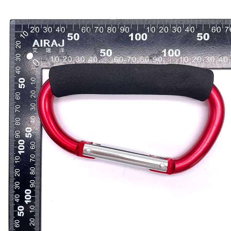 BT-007 Aluminum 6061Sponge Liberate Moms Hands 14cm Big D Shape Carabiner Large Baby Stroller Hook