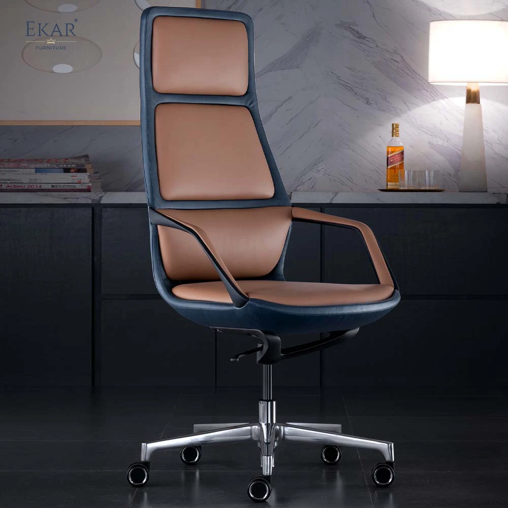 Italian Imported Leather Office Chair with Resilient Foam Cushioning - Ultimate Comfort and Elegance manufacture