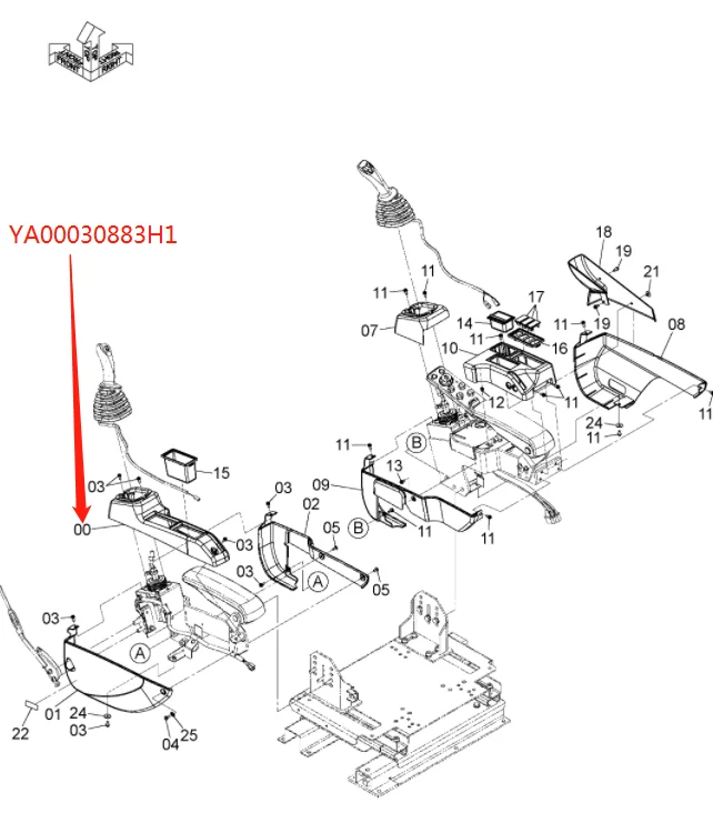 掘削機トリムパネルカバーYA00030883 YA00030883H1 ZX120-5A ZX120-5G