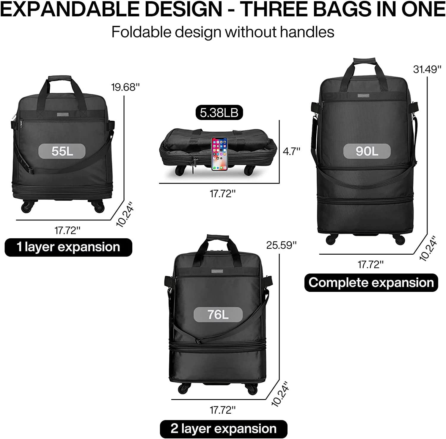 Customized Waterproof Trolley Rolling Bag Travel Carry-on Luggage Bag ...