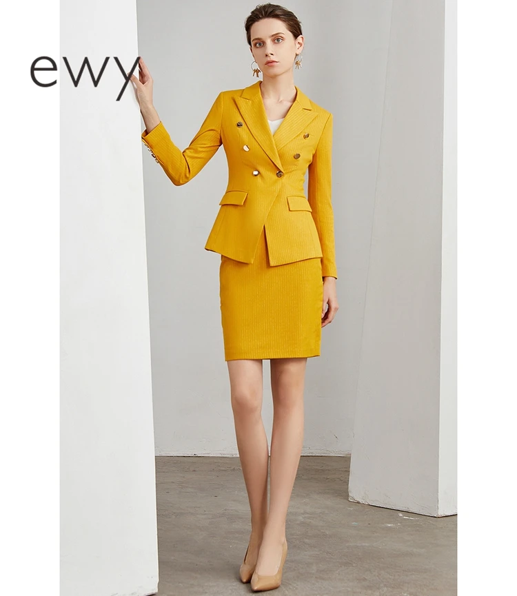 Set Woman Yellow Women Suit Office Skirt,Short Elegant Suit For Woman