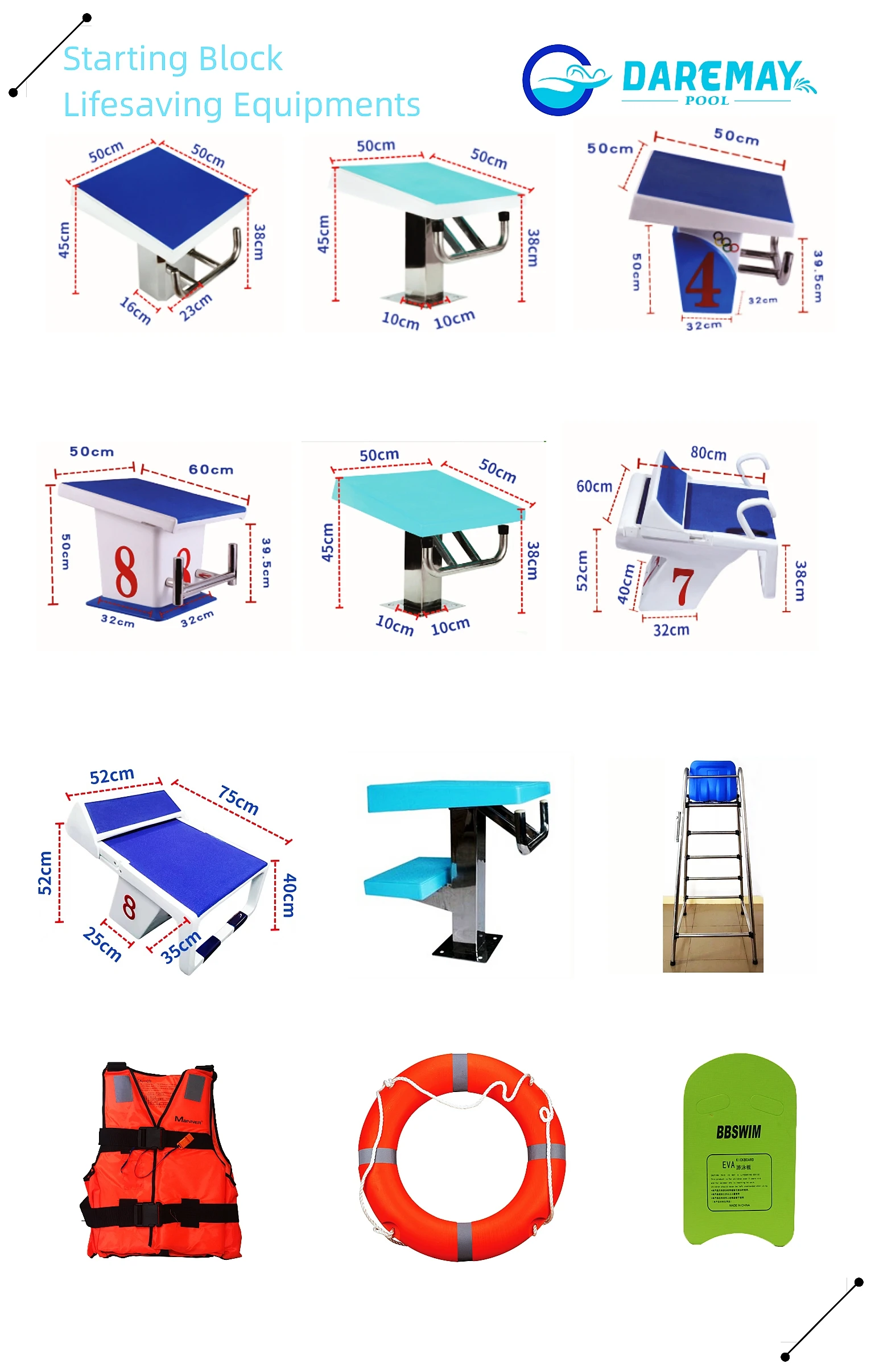 Anti-Slip Swimming Pool Starting Blocks & Accessories for Pools, OEM