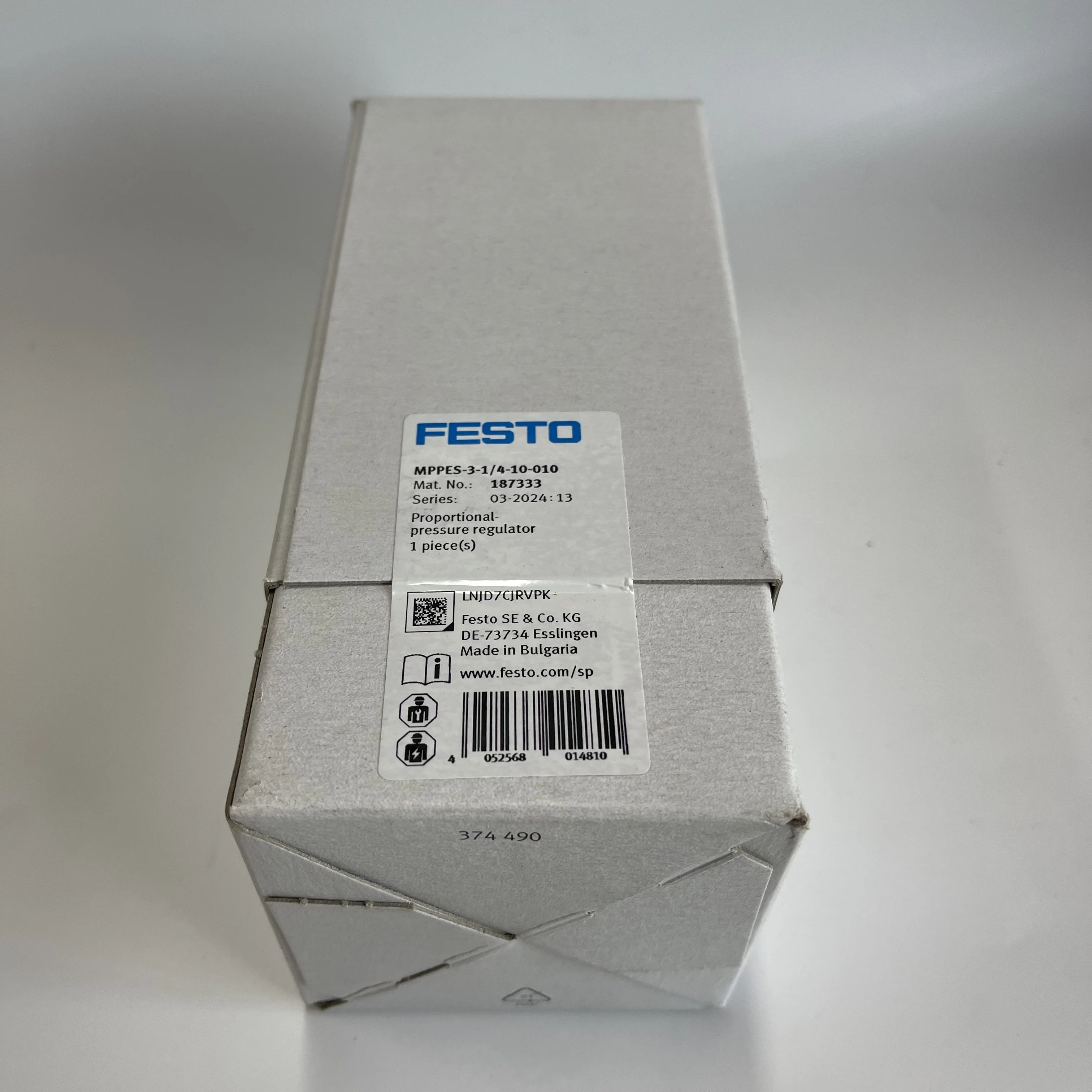 FESTO Proportional Pressure Regulator MPPES-3-1/4-10-010 187333 FESTO Proportional Pressure Regulator MPPES-3-1/4-10-010 187333