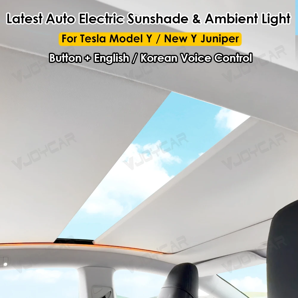 Tesla Model Y Retractable Sunshade & Ambient Light Car Accessory