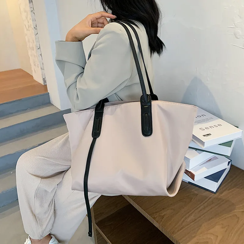 Wholesale 2022 Best Quality Woman Big Nylon Sac a Main Tissu Femme Pas Cher  Foldable Oxford Fabric Cloth Large Tote Storage Bag