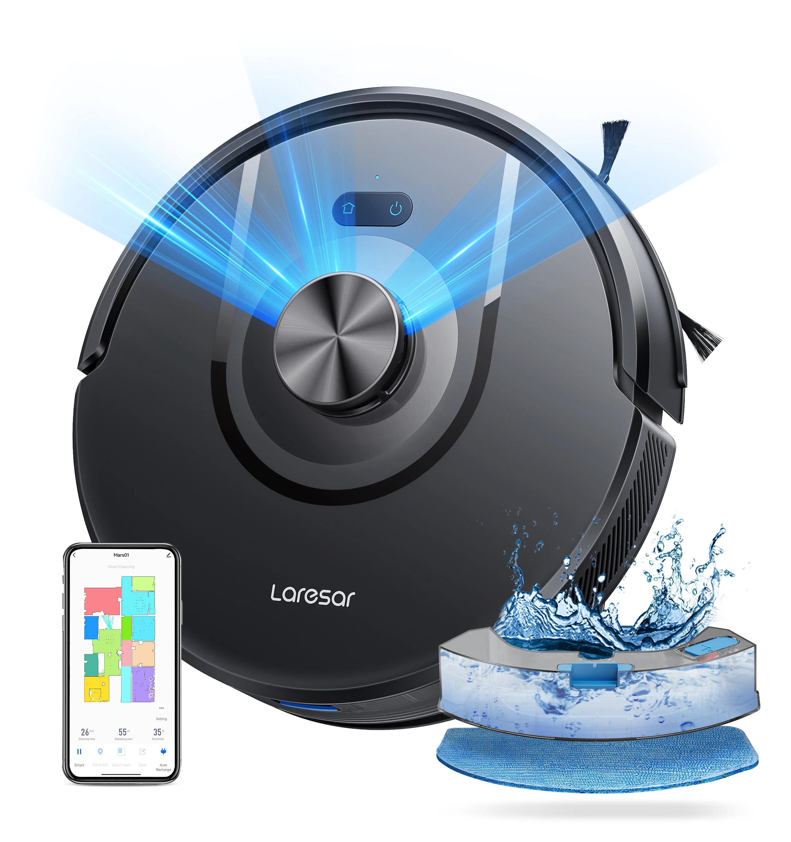 Laresar Mars01 Robot Cleaner Sweep Vacuum Mop Tuya Control Vacuum 5000Pa Suction Power Laser Robot Vacuum Cleaner