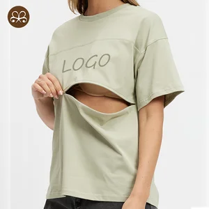 Wholesale Women's Nursing Top Maternity Clothing Casual Short Sleeve Custom Logo Breastfeeding Clothes