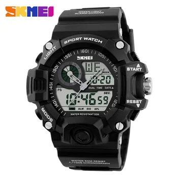 SKMEI 1029 hot sell black man analog-digital watch ECO plastic band water proof date display Simple sports watch design