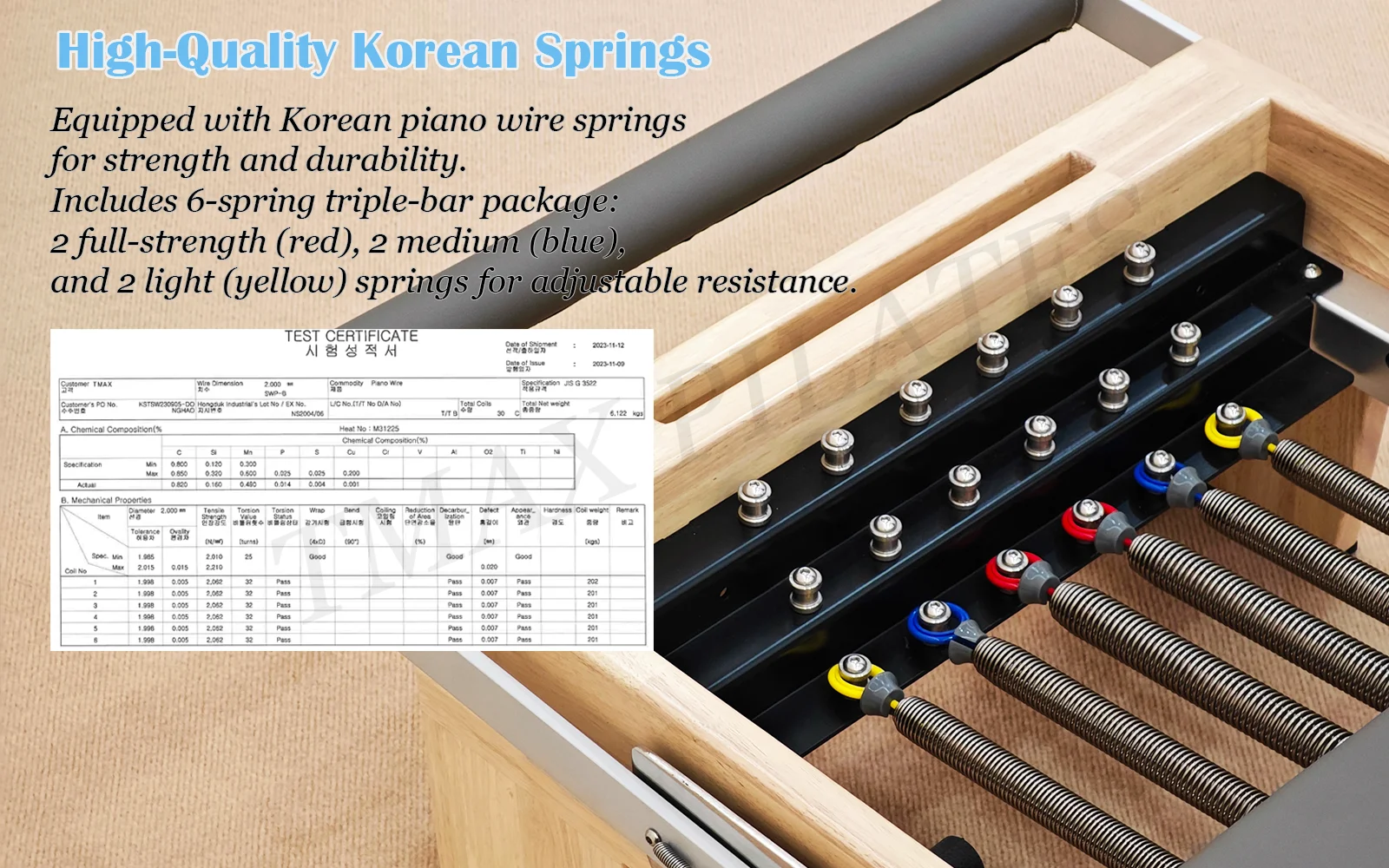 Oak Wood Reformer Bed - Pilates & Yoga Training Essentials