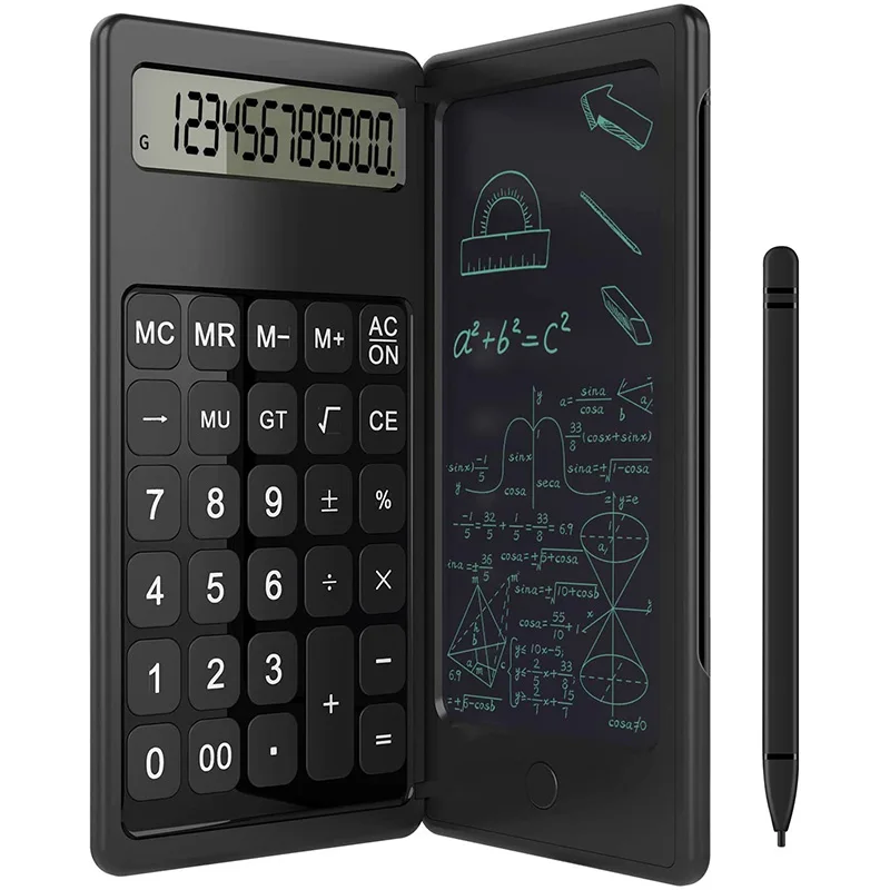 Solar Scientific Calculator With LCD Notepad Professional Portable Foldable Calculator With Pen Notepad