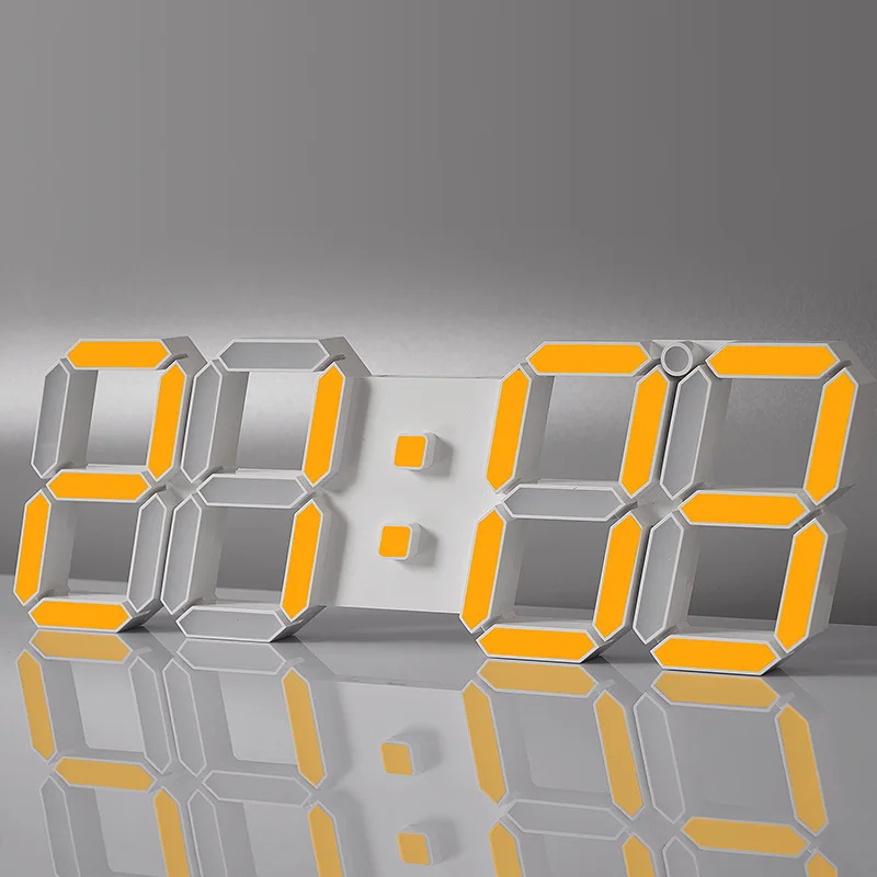 PINUMI 3D LED Sveglia Digitale, Multicolor Remote Digital Clock controllo del suono Sveglia, 3 Allarme separato, 12H / 24H Orologio da parete con termometro,3 livelli di luminosità regolabili (Nero