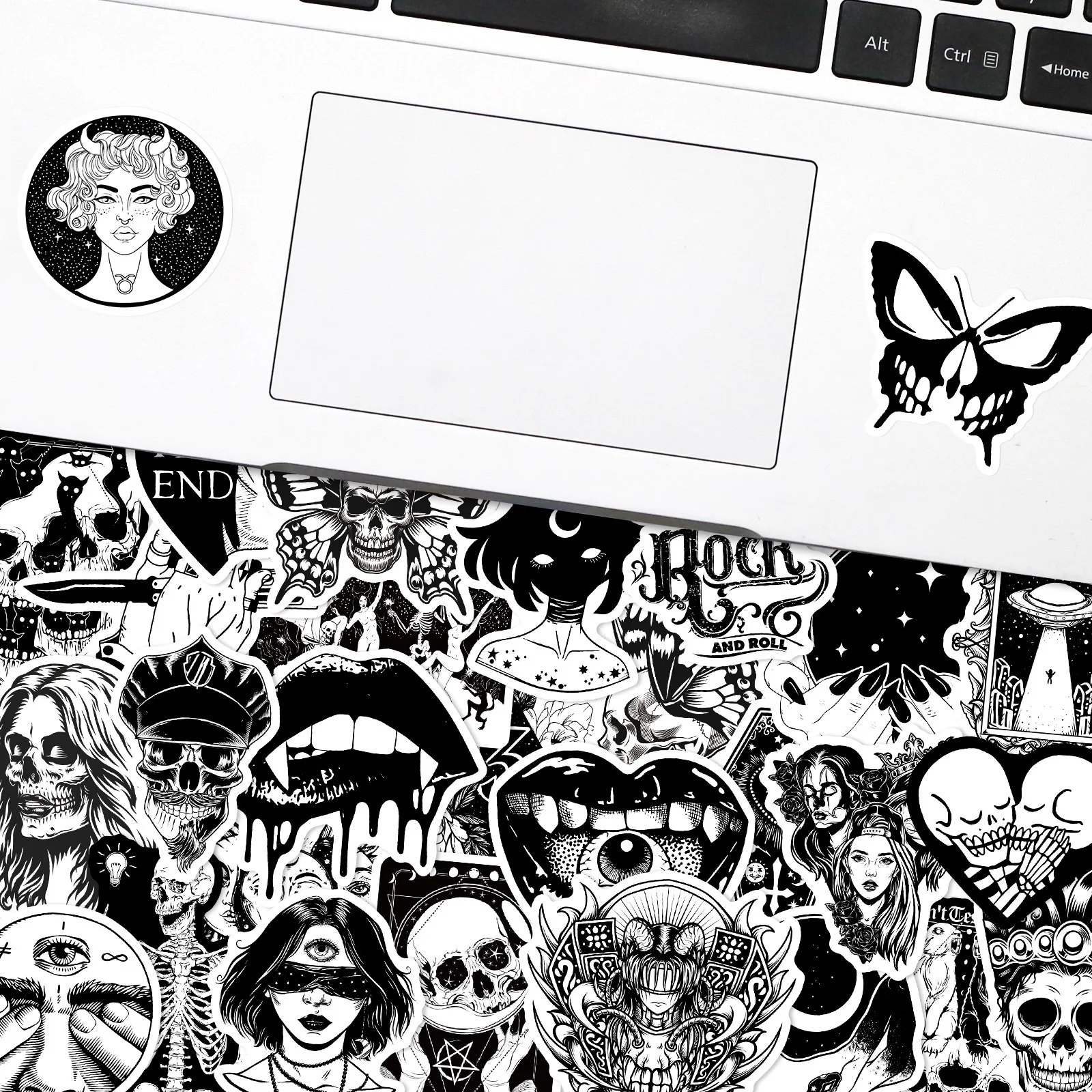 100pcs Black White Gothic Style Horror Skeleton Graffiti Stickers Diy Laptop Luggage Guitar 9112