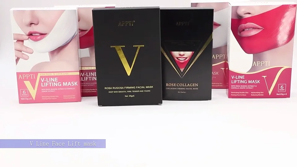 Private Label Appti Rose Collagen Lifting Face Slimming Mask Wholesale Skin Whitening Shape V