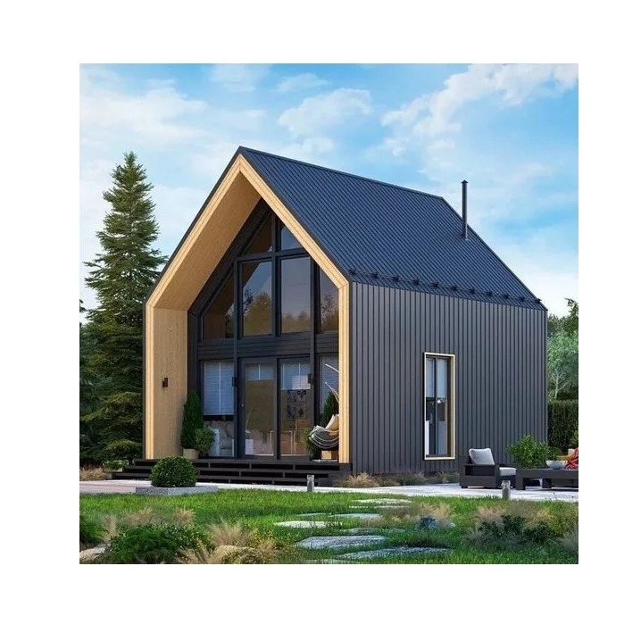Fast Install Steel Structure Prefabricated Luxury Villa Two Storey Prefab a Frame House Triangle Prefab House