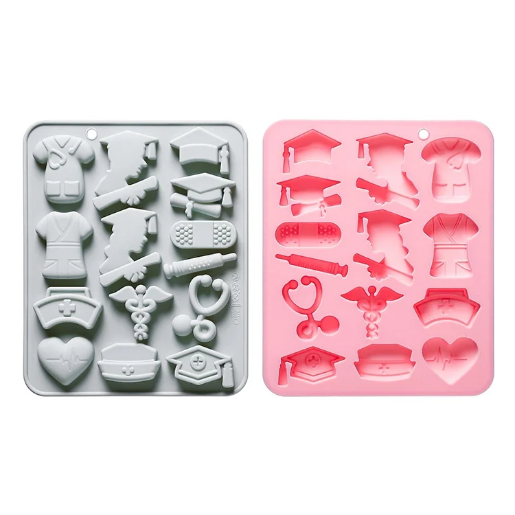 Lebensmittelechtes Silikon – medizinisches Abschluss-Thema-Formset. Leicht entformbar und hitzebeständig – für Schokoladenkuchen, Fondant und DIY