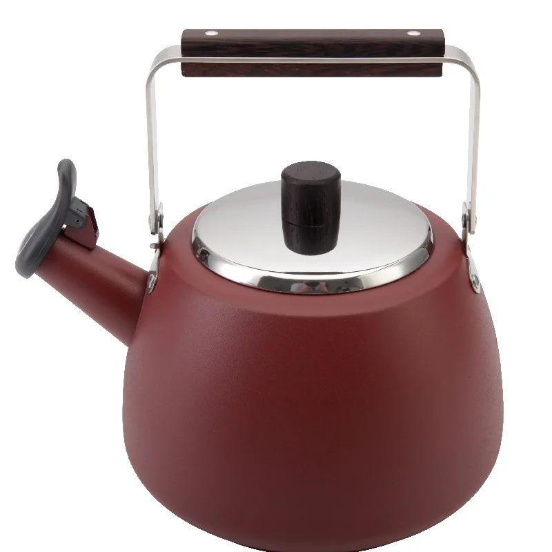 Stainless steel induction whistling tea water kettles colorful water teapot  with wooden handle for kitchen home hotel