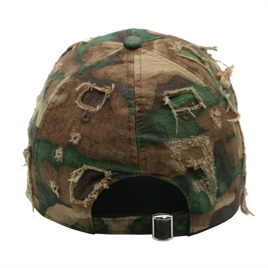 Design 6 Panel Camo Pattern Hat Unstructured Acid Washed Distressed Dad Caps Vintage Dad Hats